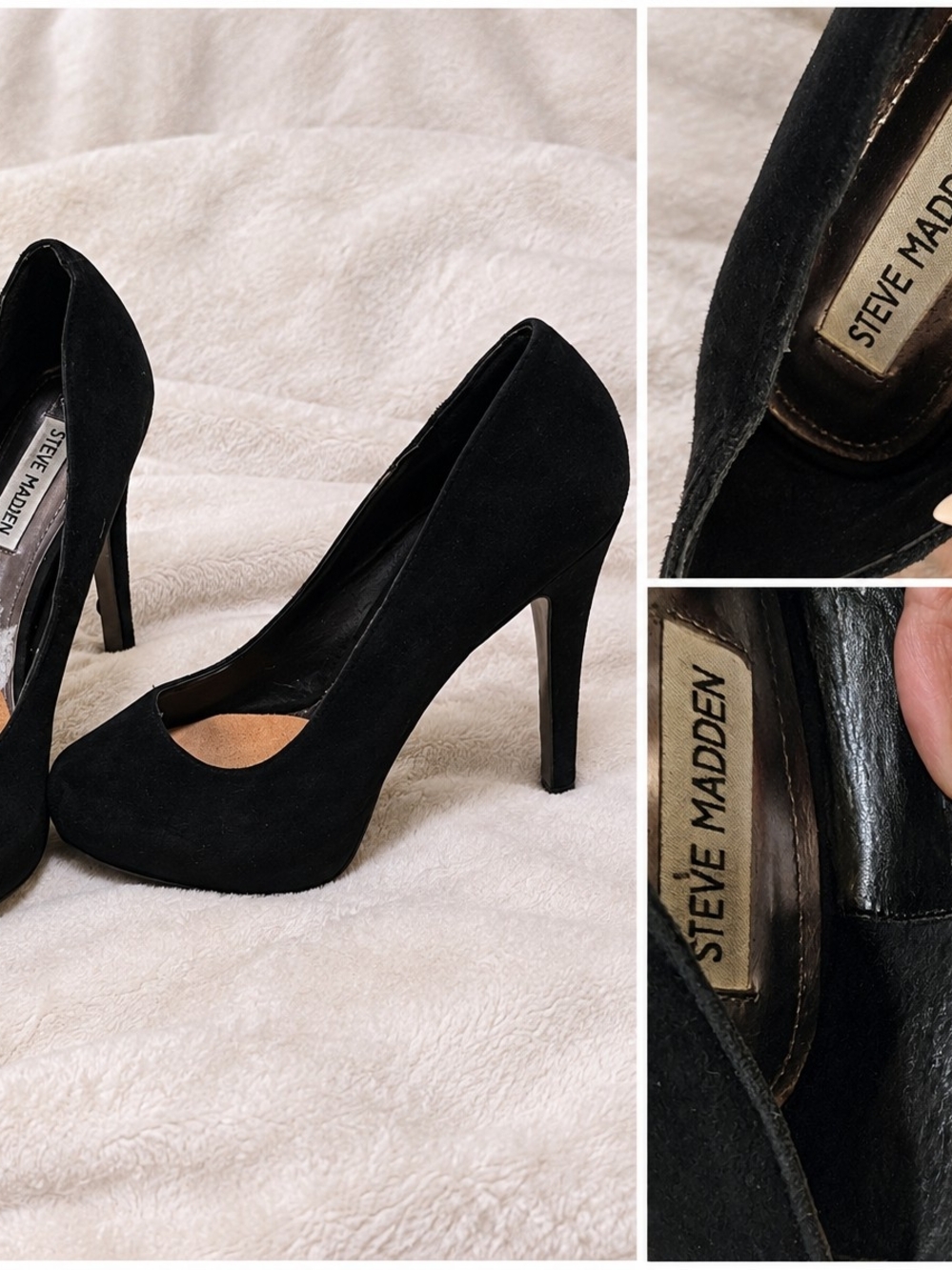 Steve Madden Black Suede Platform Stiletto Pumps
